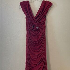 Elegant Red Draped Dress